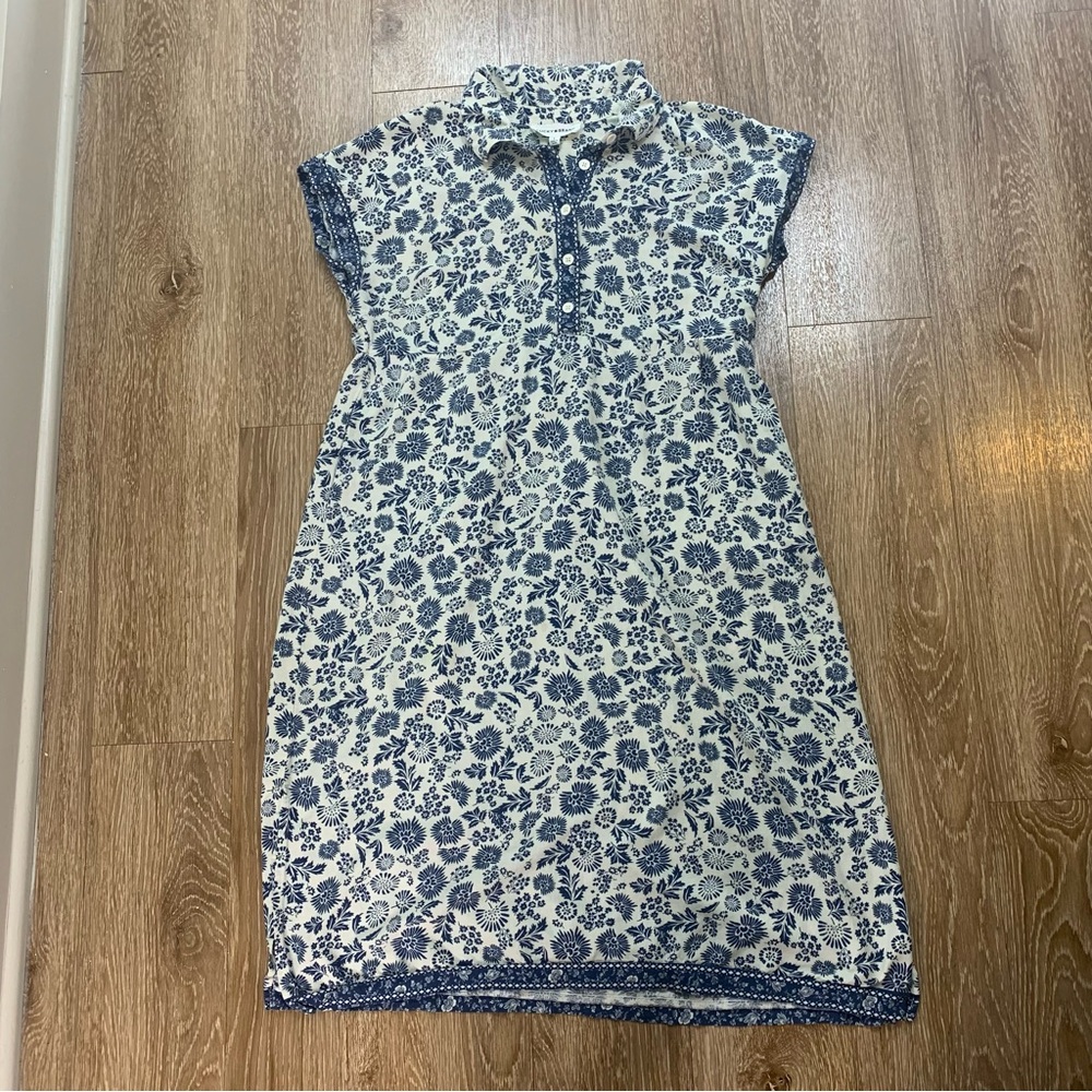 Lucky Brand Navy and White Floral Midi Dress size L